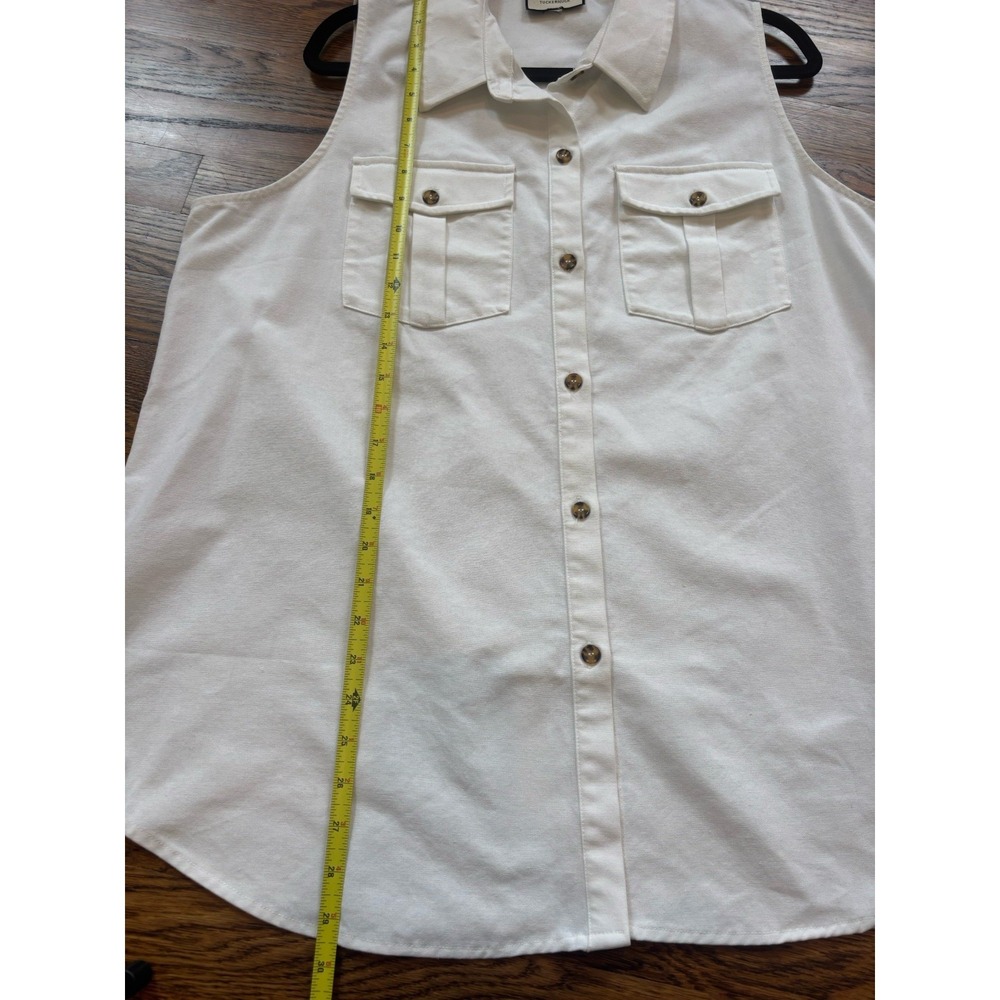 Tuckernuck Collared Linen Cotton Sleeveless Button Up XL White Summer - Picture 7 of 7